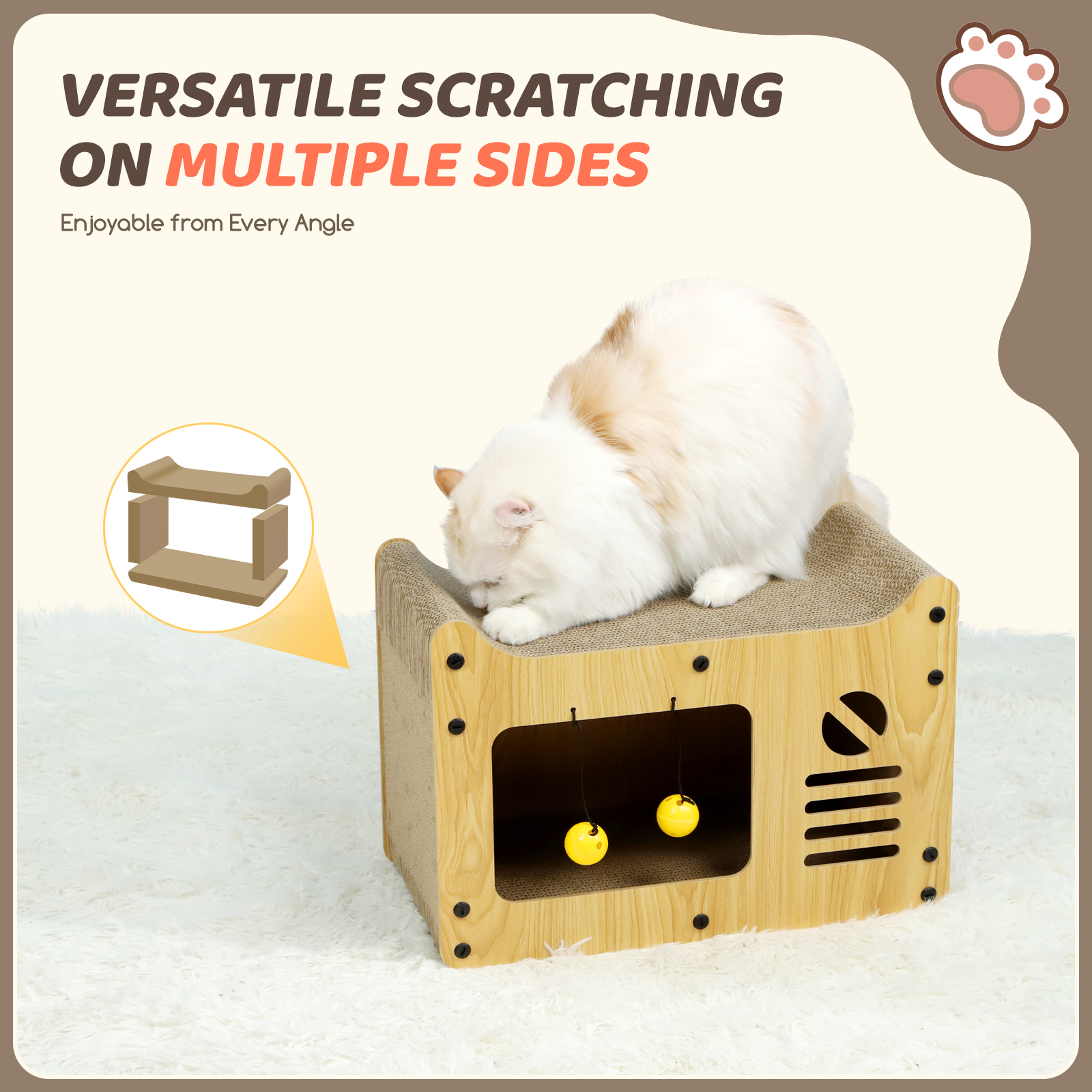 nobleza durable large cat house 47.5x25x32.5 cm sisal cardboard cat tree with ball toy and catnip mat nobleza durable large cat house 47.5x25x32.5 cm sisal cardboard cat tree with ball toy and catnip mat