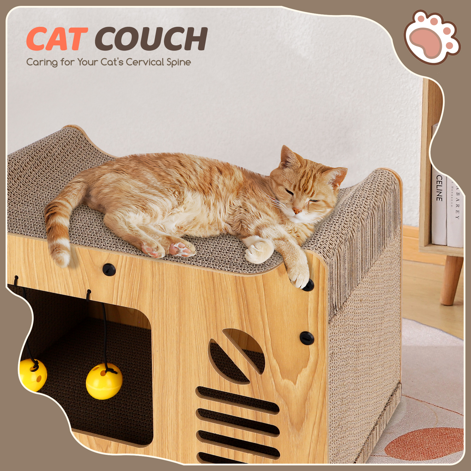 nobleza durable large cat house 47.5x25x32.5 cm sisal cardboard cat tree with ball toy and catnip mat nobleza durable large cat house 47.5x25x32.5 cm sisal cardboard cat tree with ball toy and catnip mat
