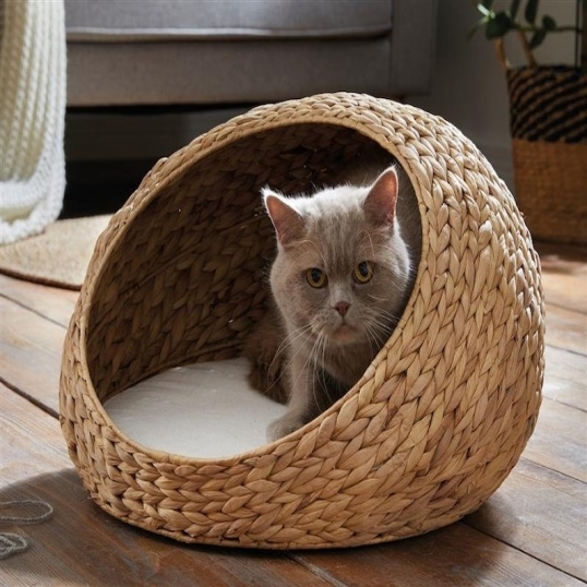 high quality custom logo natural seagrass cat cave bed small animals & dogs rattan pet hammocks with striped pattern accessory high quality custom logo natural seagrass cat cave bed small animals & dogs rattan pet hammocks with striped pattern accessory